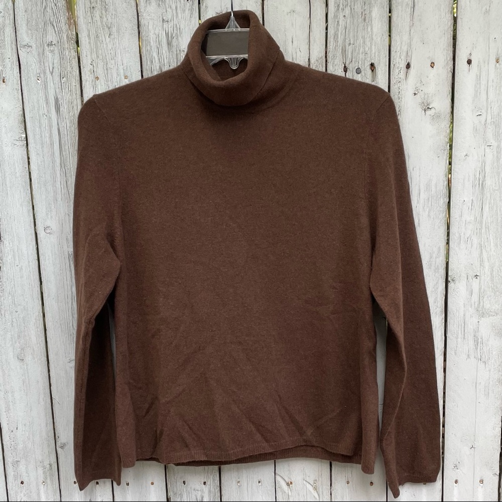 M-A-G Magaschoni 100% Cashmere Turtleneck Sweater Brown Xl View 3